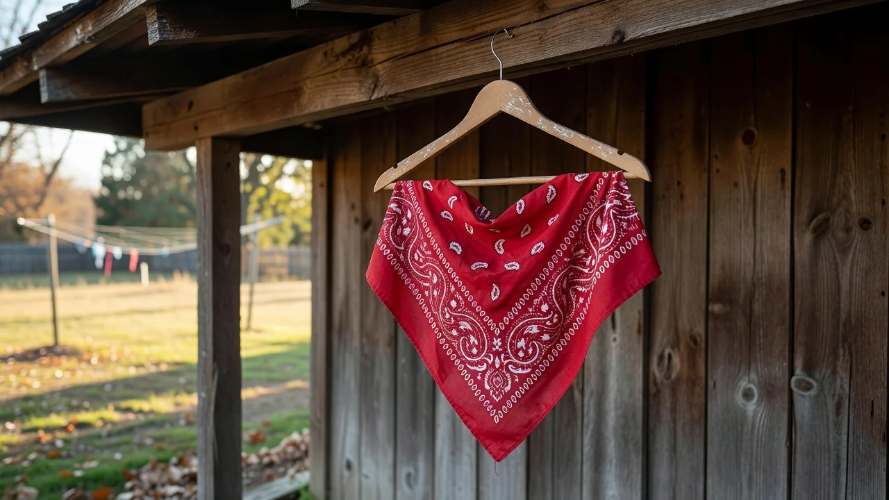 Bandana qui sèche à l’ombre sur un cintre